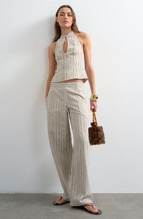 Topshop Halter Top in Beige at Nordstrom, Size 10