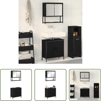 vidaXL vidaXL Armadietto lavandino - Set di mobili per il bagno 2 pcs Nero Legno multistrato