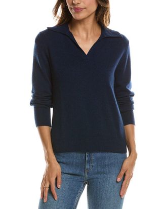 Fort&eacute; Cashmere Split Neck 100% Cashmere Polo Sweater