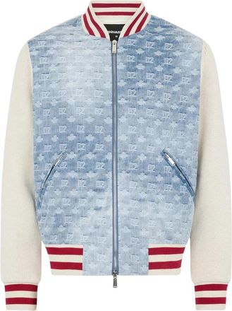 Dsquared2 Monogram-Logo Zipped Jacket - Heren - Bomber jackets - Blauw - L - Katoen - Jassen