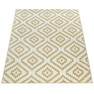 Paco Home Paco Home - Alfombra Sal&oacute;n Pelo Corto Moderna Motivo Geom&eacute;trico &Eacute;tnico Amarillo Blanco 200x280 Cm
