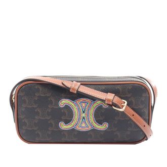 Celine Pre-owned Celine Mini Triomphe Cuir Coated Canvas Camera Bag Ladies 2EM190LPQ0SFONTF