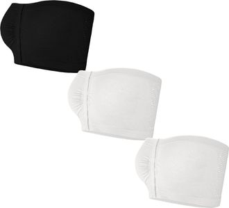 Generic 3 Pack Strapless Bras for Women Anti-Slip Padded Bandeau Bra Front Fastening Bras Non Wired Invisible Convertible Bralette Soft Comfort Sports Yoga Br