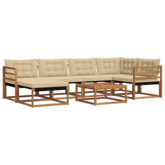 vidaXL Conjunto De Sof&aacute;s De Exterior Con Coj&iacute;n 19 Pcs Natural Y Beige Vidaxl