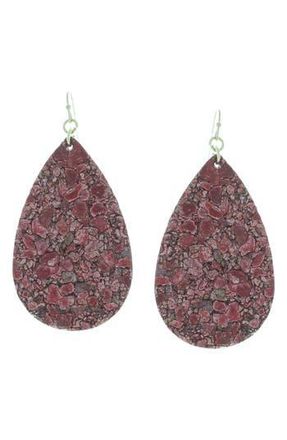 Olivia Welles Gold-Plated Riah Cork Earrings in Worn Gold /Burgundy at Nordstrom Rack