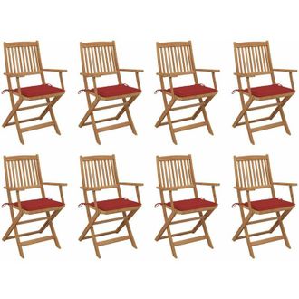 vidaXL Sillas De Jard&iacute;n Plegables 8 Uds Y Cojines Madera Maciza Acacia Vidaxl