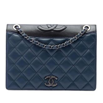 Chanel Pre-owned Ballerine Flap - Dames - Pre-owned - Blauw - Maat: ONE Size Leer