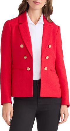 Jones New York Faux Double Breasted Tweed Jacket in Deep Rouge at Nordstrom, Size X-Large