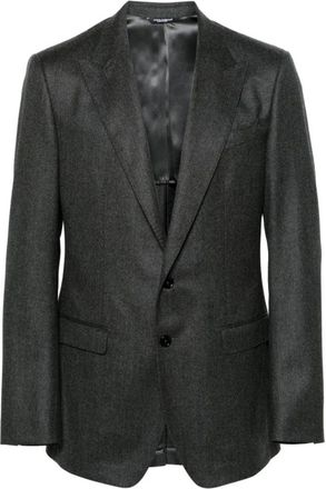 Dolce & Gabbana Melange Grijze Wol Blazer - Heren - Blazers - Grijs - M - Wol - Jassen