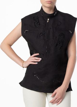 Burberry Broderie Anglaise Sleeveless Canvas Top, Brand Size 10 ( US Size 8 )