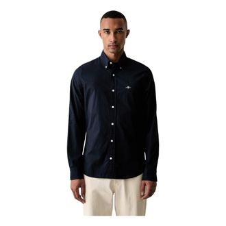 GANT Slim Fit Poplin Overhemd - Heren - Overhemden - Blauw - Maat: L Katoen