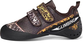 Generic Entry-Level Professional Training Shoes for Men - Anti-Slip Wear-Resistant Bouldering Lightweight Rock Climbing Shoes (Black Yellow Brown,5.5)