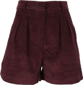MC2 Saint Barth Aubergine Aya Pleated Corduroy Mini Shorts