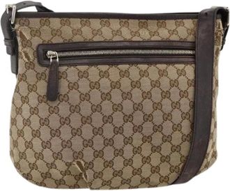 Gucci Pre-owned Cross Body Bags, female, Beige, Size: ONE SIZE Pre-owned Vintage GG Canvas Shoulder Bag