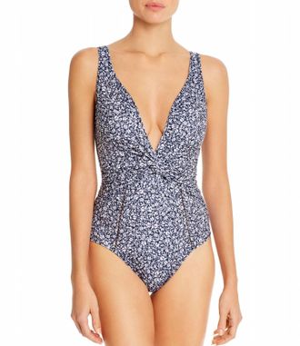 Jonathan Simkhai Ellie Floral Smocked One Piece Swimsuit In Midnight