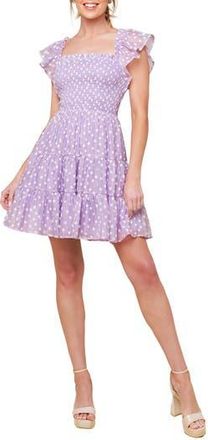 Flying Tomato Textured Frilly Sleeve Minidress in Lavender at Nordstrom Rack, Size Medium