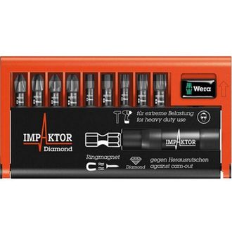 Wera Surtido De Puntass Bit-check Impaktor, 10 Unidades, Ph/pz/hexagonal/torx