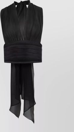 Nina Ricci silk v-neck bow-detail halterneck blouse