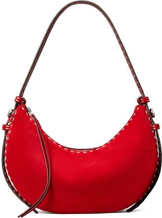 Tory Burch Romy Suede Half Moon Shoulder Bag in Red at Nordstrom