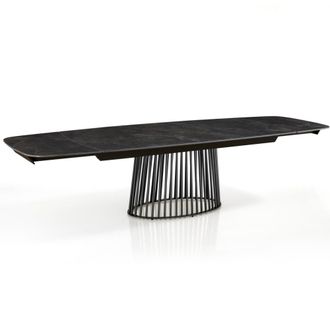 Oresteluchetta Mesa extensible cer&aacute;mica/metal negro-gris 75,5x100x200-300 cm
