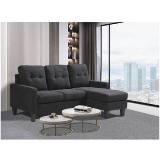 Kosy Koala Kosy Koala - Corner Sofa Fabric Sectional Sofa with Ottoman L-shaped Black Sofa Couch Reversible 3-Seater