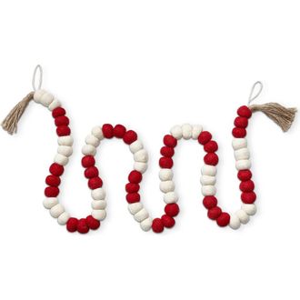 Tag Wool Ball Jute Tassel Garland Decorative Wall Banner Holiday in Red at Nordstrom