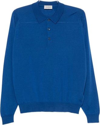 John Smedley Belper Polo Shirt - Heren - Polos - Blauw - 2XL - Wol - Tops
