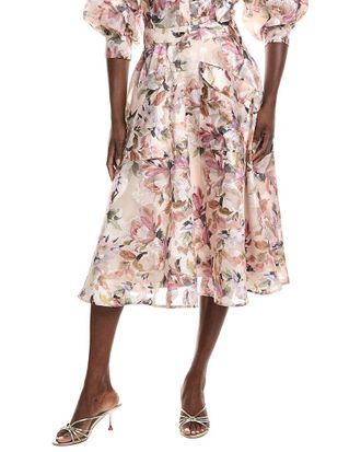Gracia Floral Print Organza Wide Skirt