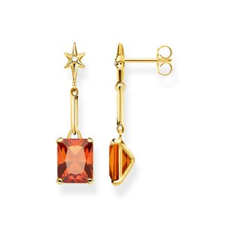 Thomas Sabo Thomas Sabo Ohrringe mit orangenem Stein und Stern vergoldet orange H2115-971-8