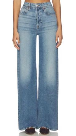 Re/Done High Rise Wide Leg Jeans In Shadow