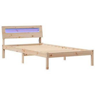 Berkfield Home with LED Strip Lights with Headboard Brown 90 x 190 cm Solid pine wood in Light Tan