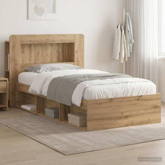 Berkfield Home Bed Frame with Storage Artisan Oak 75 x 190 cm Engineered Wood in Brown