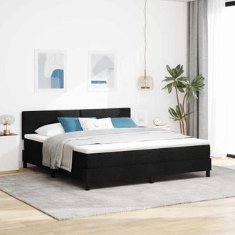 vidaXL Vidaxl Letto A Molle Con Strisce Led Nero 180 X 200 Cm Tessuto