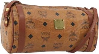 MCM Pre-owned Cross Body Bags, female, Brown, Size: ONE SIZE Pre-owned Plastic Shoulder Bag