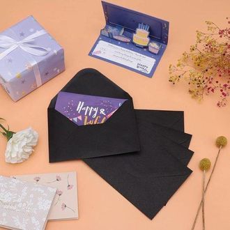 OEM Sobres (100 Unidades), Cartulina Vintage, Sobres Vintage Sencillos, Postales E Invitaciones, 12,5 X 17,5 Cm, Negro