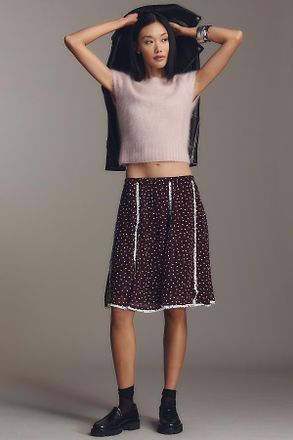 Maeve Seamed Chiffon Swing Knee-Length Skirt