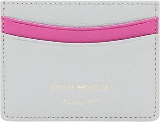 Emporio Armani Kaarthouder van getrommeld leer - Dames - Portefeuilles - Wit - ONE Size - Leer - Accessoires