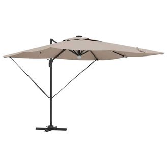 Berkfield Home Cantilever Roma Parasol with LEDs Taupe 286x285x270 cm Aluminium | Size: 286 x 285 x 270 cm
