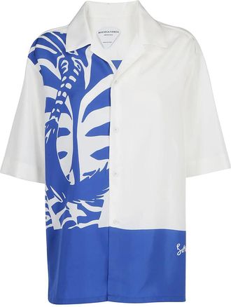 Bottega Veneta Womens Printed Viscose Shirt - White - Size EU 36 (Womens)