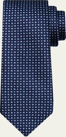 Ermenegildo Zegna Mens Small Squares Mulberry Silk Jacquard Tie