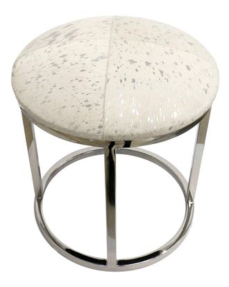 Pasargad Home Safari Cowhide Silver Stool