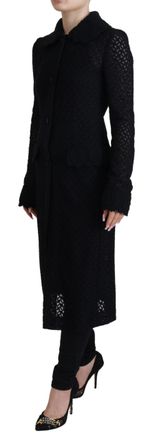 Dolce & Gabbana Womens Black Button Down Long Blazer Cotton Jacket Clothing