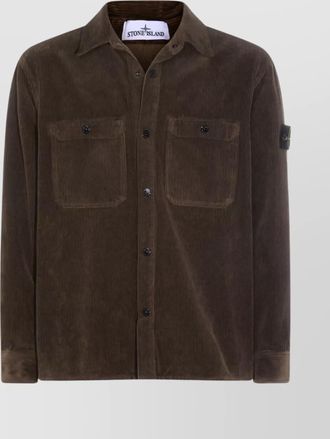 Stone Island long sleeve corduroy shirt with chest pockets