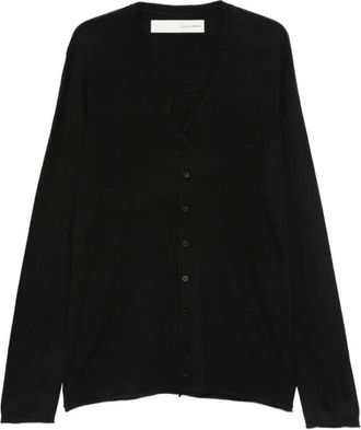 Isabel Benenato Button V-neck Cardigan - Heren - Vesten - Zwart - L - Katoen - Truien & Vesten