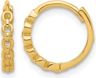 Diamond2Deal 14K Yellow Gold Round Link Pattern Huggie Hoop Earrings