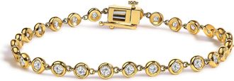 House of Brilliance 10K Yellow Gold 1 1/2 Cttw Lab Grown Diamond Bezel Link Bracelet