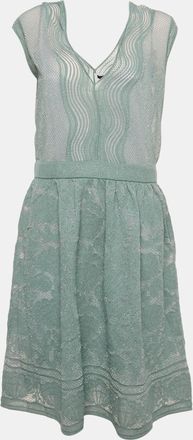 M Missoni Blue Patterned Lurex Knit Short Dress