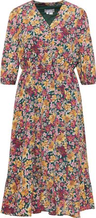 Usha Midi-jurk met bloemenprint qisha Dames Groen Veelkleurig