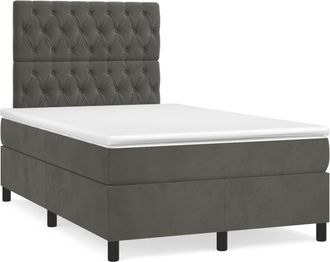vidaXL Vidaxl - Cama Box Spring Colch&oacute;n Y Led Terciopelo Gris Oscuro 120x190 Cm