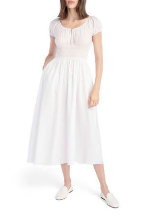 Favorite Daughter The Swoon Smocked Midi Dress in White at Nordstrom, Size X-Large